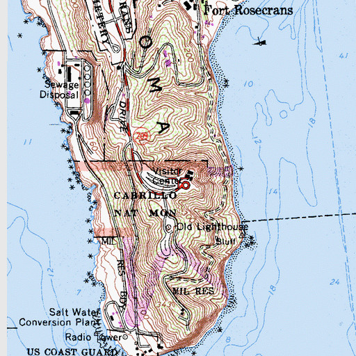 Topographic Map of Cabrillo National Monument Library, CA