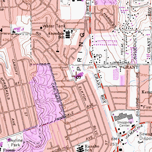 Topographic Map of El Kelton Shopping Center, CA