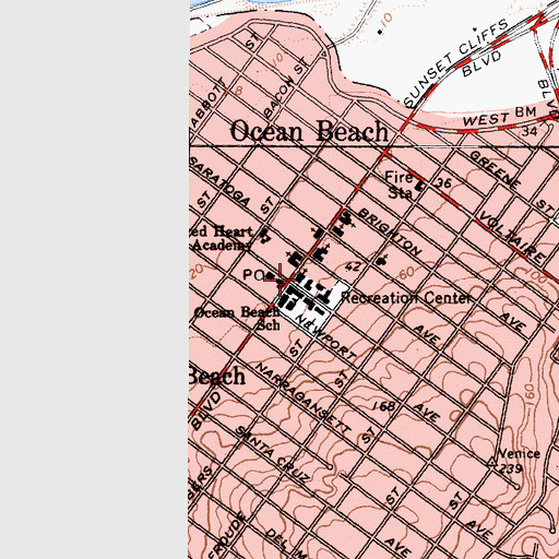 Topographic Map of First Baptist Church, CA