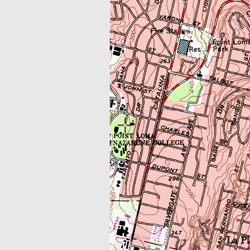 Topographic Map of First Church of the Nazarene, CA