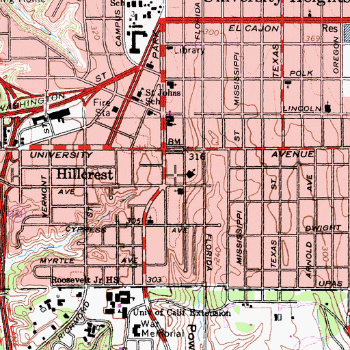 Topographic Map of Grace Baptist Church, CA