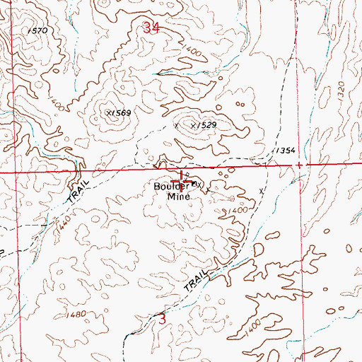 Topographic Map of Boulder Mine, AZ