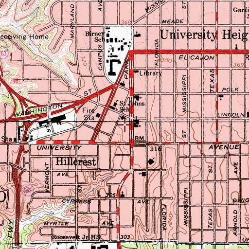 Topographic Map of Grace Lutheran Church, CA