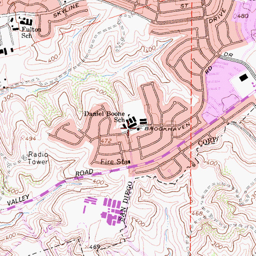 Topographic Map of Hope Lutheran Church, CA