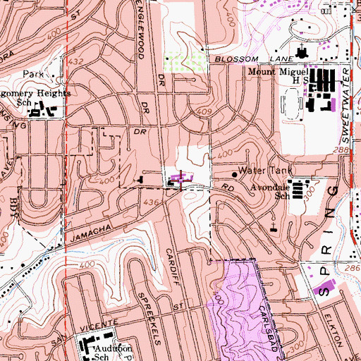 Topographic Map of Lomita Village Shopping Center, CA