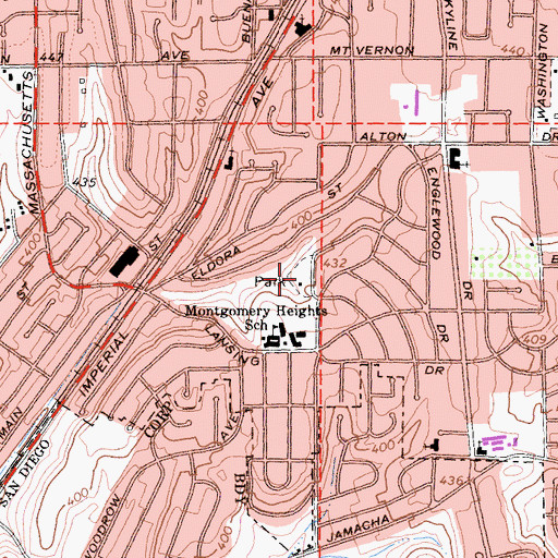 Topographic Map of Monterey Heights County Park, CA