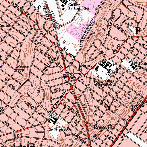 Topographic Map of Point Loma Community Church, CA