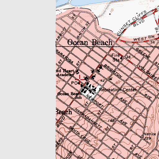 Topographic Map of Point Loma United Methodist Church, CA