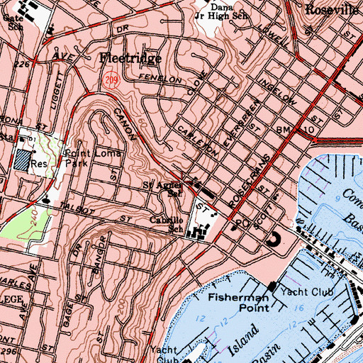 Topographic Map of Saint Agnes Catholic Church, CA