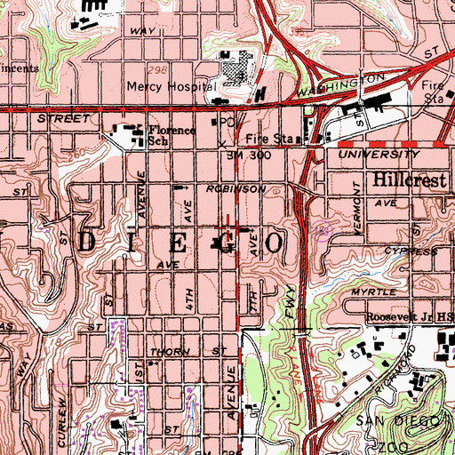 Topographic Map of San Diego Christian Institute, CA
