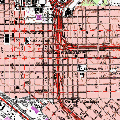 Topographic Map of San Diego Church of Christ, CA