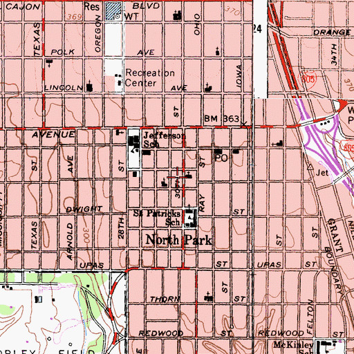 Topographic Map of Saint Luke Episcopal Church, CA