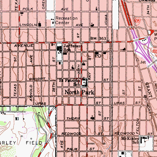 Topographic Map of Saint Patricks Catholic Church, CA