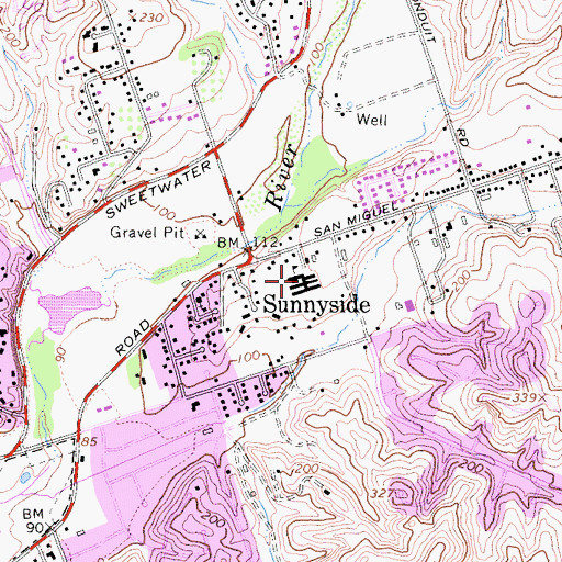 Topographic Map of Sunnyside Elementary School, CA
