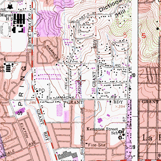 Topographic Map of Sweetwater Lane City Park, CA