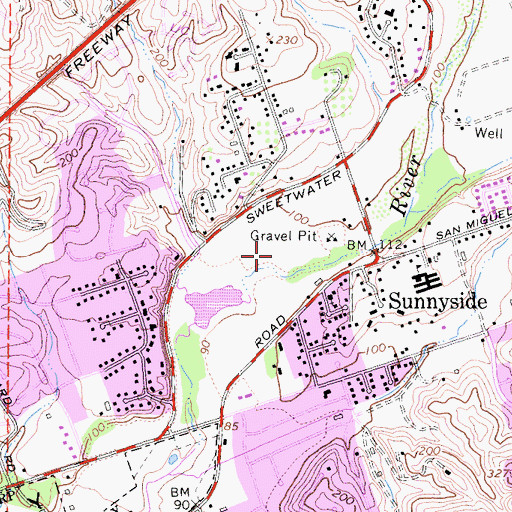 Topographic Map of Sweetwater Regional Park, CA