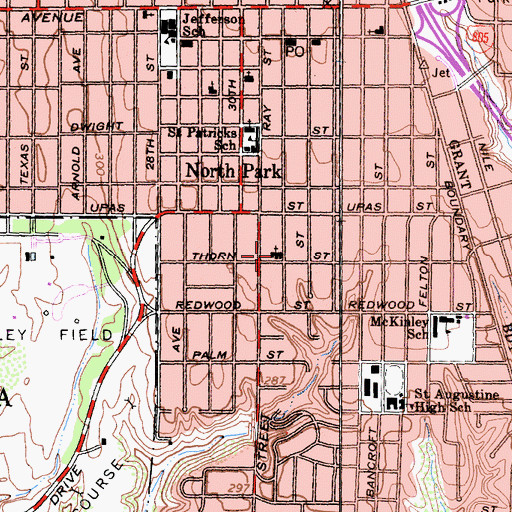 Topographic Map of Trinity United Methodist Church, CA