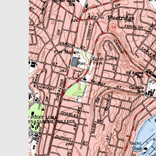 Topographic Map of Westminster Presbyterian Church, CA