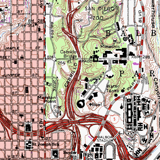 Topographic Map of Balboa Park Club, CA