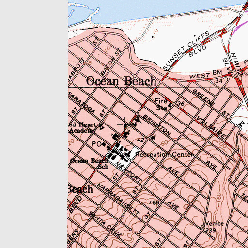 Topographic Map of Bethany Lutheran Church, CA