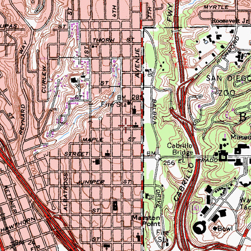 Topographic Map of Cathedral Church of Saint Paul, CA