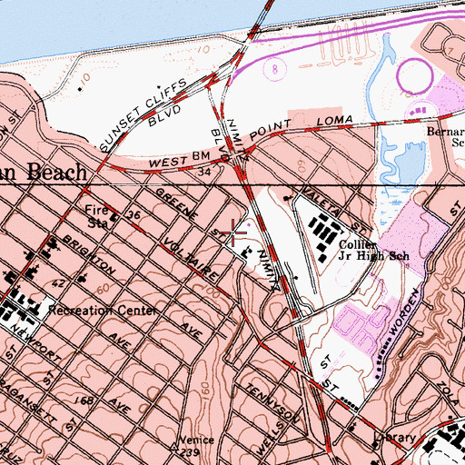 Topographic Map of Collier Park, CA