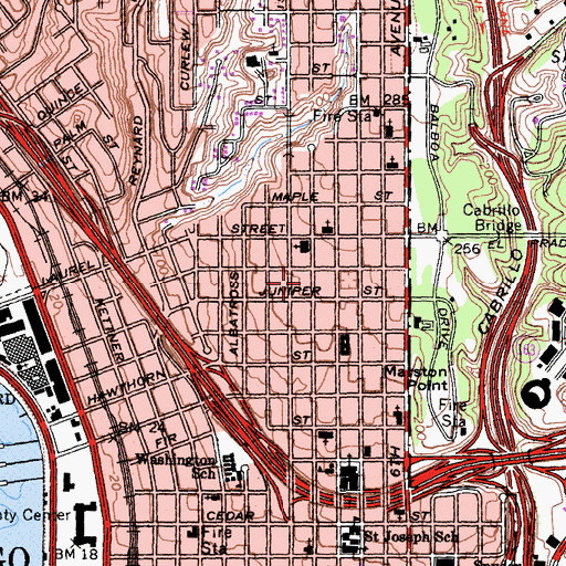 Topographic Map of First Avenue Health Center, CA