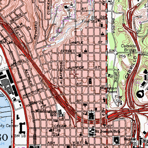 Topographic Map of Hob Nob Hill, CA