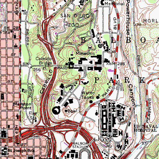 Topographic Map of Japanese Friendship Garden, CA