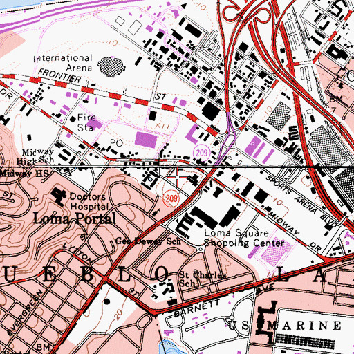 Topographic Map of Midway Garden Plaza Shopping Center, CA