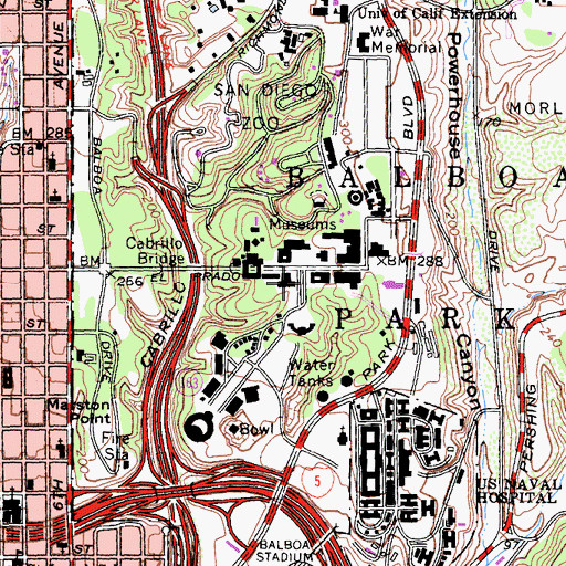 Topographic Map of Plaza de Panama, CA