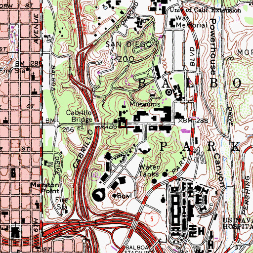 Topographic Map of San Diego Art Institute, CA