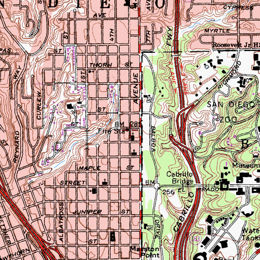 Topographic Map of Sixth Avenue Medical Center, CA