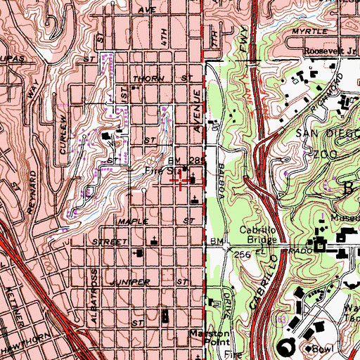 Topographic Map of The Abbey, CA