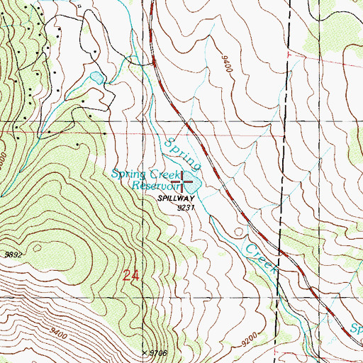 Topographic Map of Spring Creek Reservoir, CO