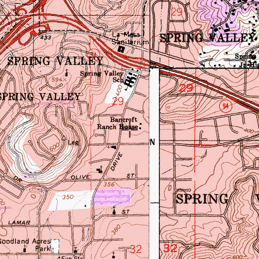 Topographic Map of Bancroft City Park, CA