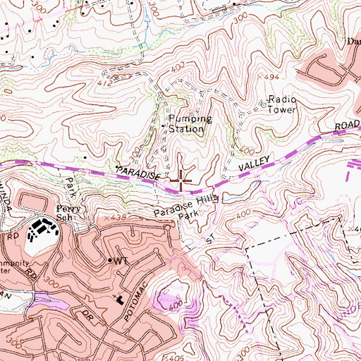 Topographic Map of Bethune Elementary School, CA