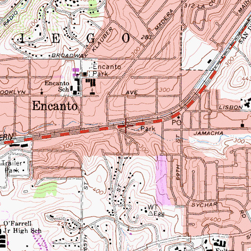 Topographic Map of Encantato Park, CA