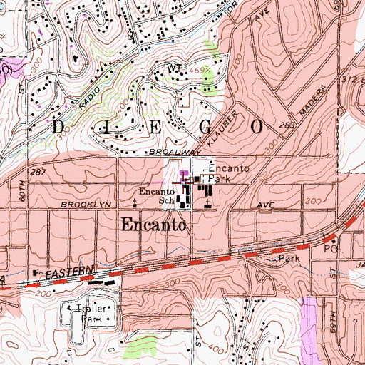 Topographic Map of Encanto Park Recreation Center, CA