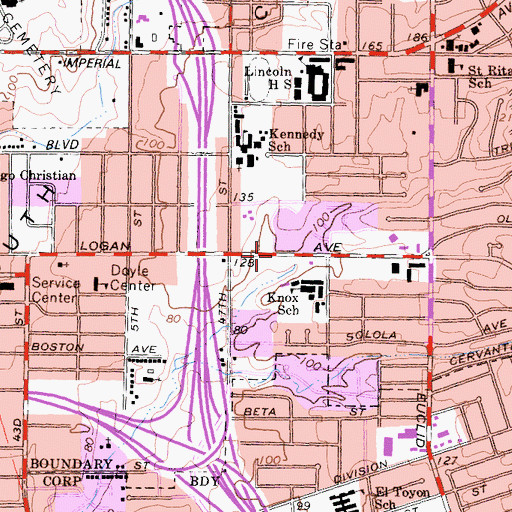 Topographic Map of John F Kennedy Park, CA