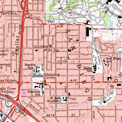 Topographic Map of Mountain View, CA