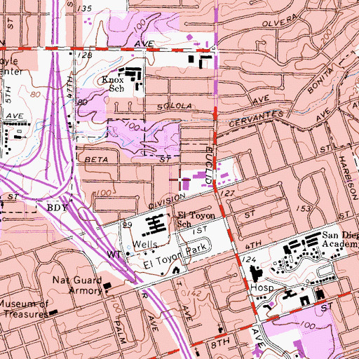 Topographic Map of National City Plaza Shopping Center, CA