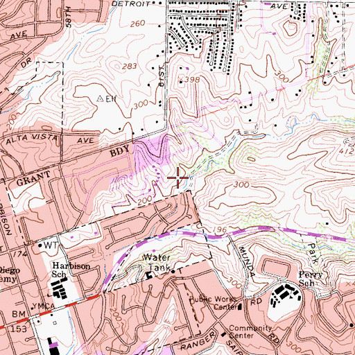 Topographic Map of Paradise Valley Park and Recreation Center, CA