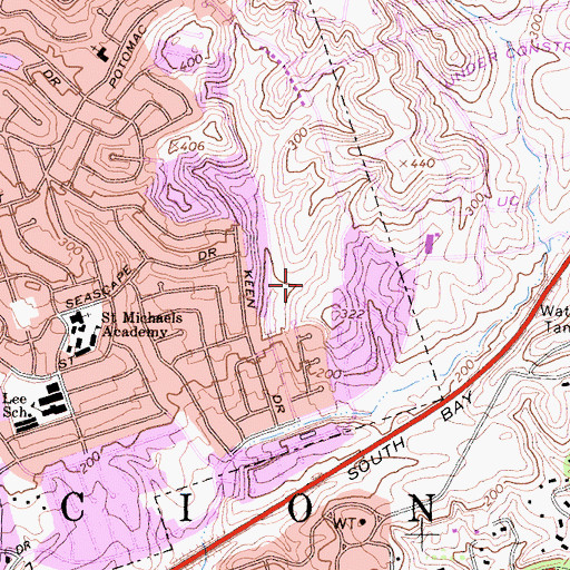 Topographic Map of Penn Athletic Area, CA