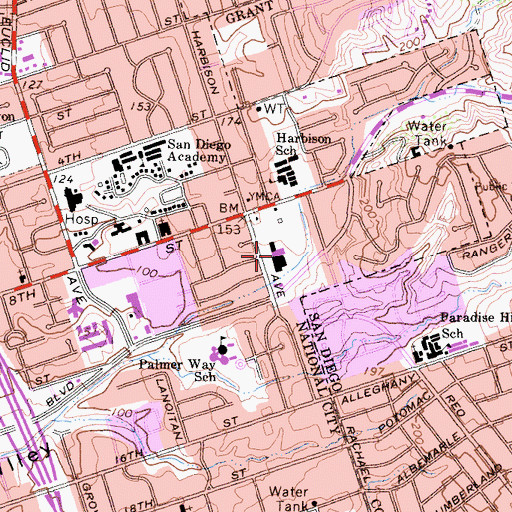 Topographic Map of Plaza Village Shopping Center, CA