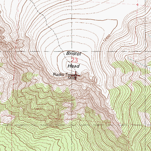 Topographic Map of Bristol Head, CO
