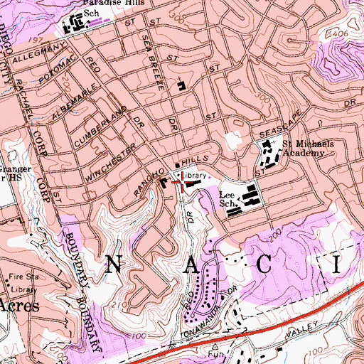 Topographic Map of Rancho Hills Shopping Center, CA