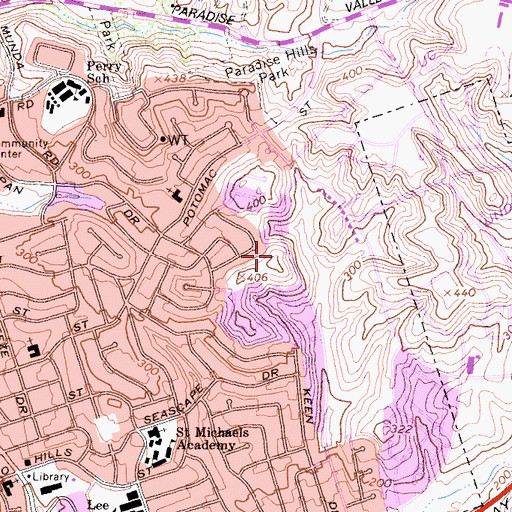 Topographic Map of San Diego School of Creative and Performing Arts, CA