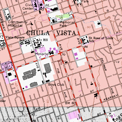 Topographic Map of Assembly of God Church, CA