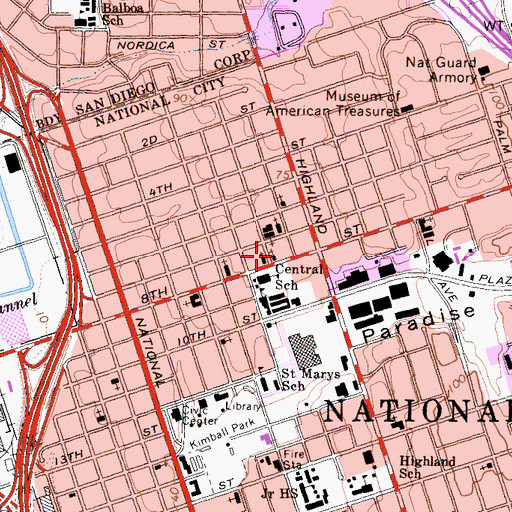 Topographic Map of Church of Christ, CA
